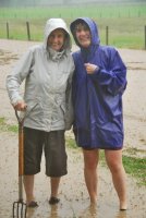 Mum and Gina in flood water (Ligar Bay)