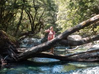 Annu at the lunch swimming spot (Greenstone-Caples Jan 2021)