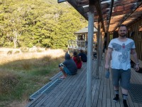 Simon at the hut (Greenstone-Caples Jan 2021)