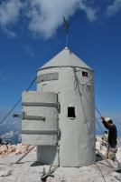 Chris about to lift off in spaceship (Triglav Nat. Park, Slovenia)