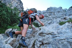 Chris climbing (Triglav Nat. Park, Slovenia)