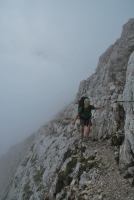 Cris walking in mist (Triglav Nat. Park, Slovenia)