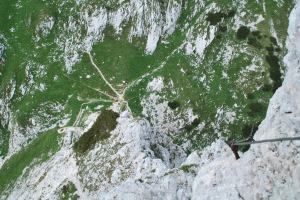 View down via feratta to saddle (Triglav Nat. Park, Slovenia)