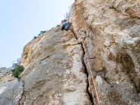 Ari climbing at Pedra Lunga (Holidays in Sardinia May 2023)