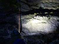 Ari looks up at the route she just cleaned (Holidays in Sardinia May 2023)