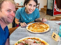 Cris and Ari getting pizza (Holidays in Sardinia May 2023)