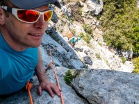 Cris at the top of a climb (Holidays in Sardinia April 2023)