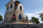 Cris, Johannes, and Ari with bikes (Holidays in Sardinia April 2024)