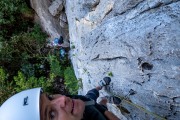 Cris at the top of a climb (Holidays in Sardinia April 2024)