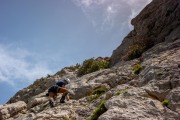 Cris climbing at Monte Bonacoa (Holidays in Sardinia April 2024)