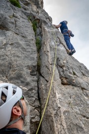 Johannes climbing at Cala Fluili (Holidays in Sardinia April 2024)