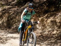 Ari descending on her mountain bike (Holidays in Sardinia April 2024)