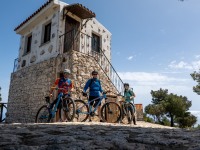 Cris, Johannes, and Ari with bikes (Holidays in Sardinia April 2024)