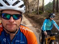 Cris and Ari on bikes (Holidays in Sardinia April 2024)