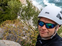 Cris climbing at Cala Fuili (Holidays in Sardinia April 2024)