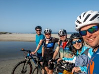 Cyclists at the beach (Holidays in Sardinia April 2024)