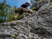 Eric nears the top of a 5b (Holidays in Sardinia April 2024)