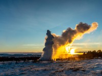 Eruption at sunset (Iceland January 2023)
