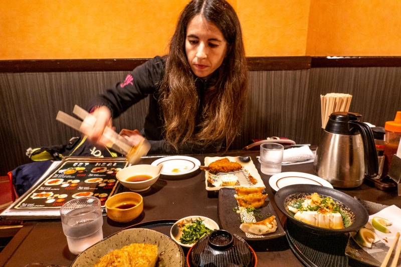 Ari eating dinner (Japan 2024)