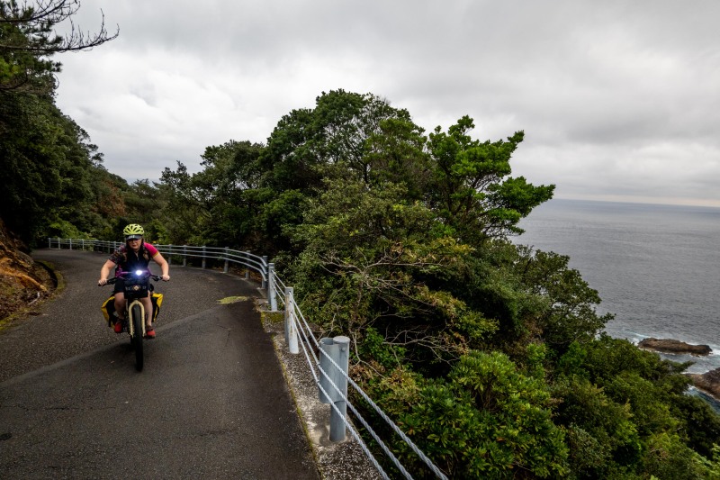 Katie riding on the coast (Japan 2024)