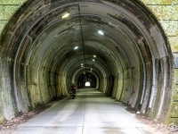 Katie riding through a tunnel (Japan 2024)