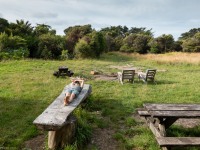 Ellen relaxing (Kahurangi Point Jan 2021)