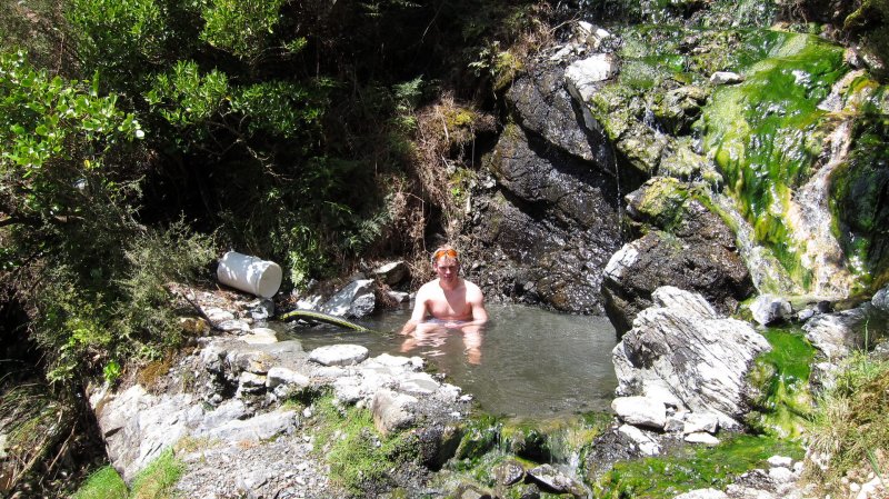 Cris in the Hurunui hot pools (30th Birthday Bash)