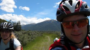 Gina and Cris riding back to Hurunui Hut (30th Birthday Bash)