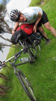 Gina sorting out her bike (30th Birthday Bash)