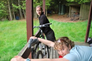 Stretching at Hurunui Hut (30th Birthday Bash)