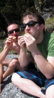 William and Simon eating crackers (30th Birthday Bash)