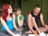 Anita, Simon, and William at breakfast (30th Birthday Bash)