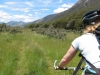 Gina riding back to Hurunui Hut (30th Birthday Bash)