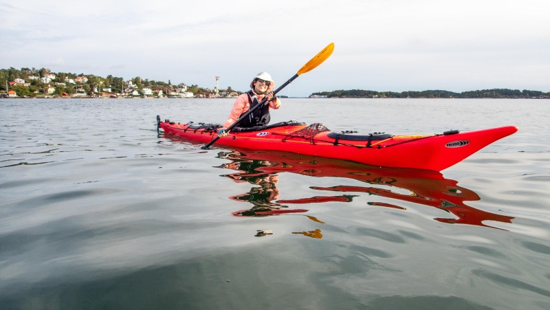 Ari in her kayak (Kayaking Sweden Sept 2023)