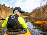 Anaïs in the canal (Kayaking Sweden Sept 2023)