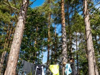 Hanging out the gear to dry at lunch (Kayaking Sweden Sept 2023)