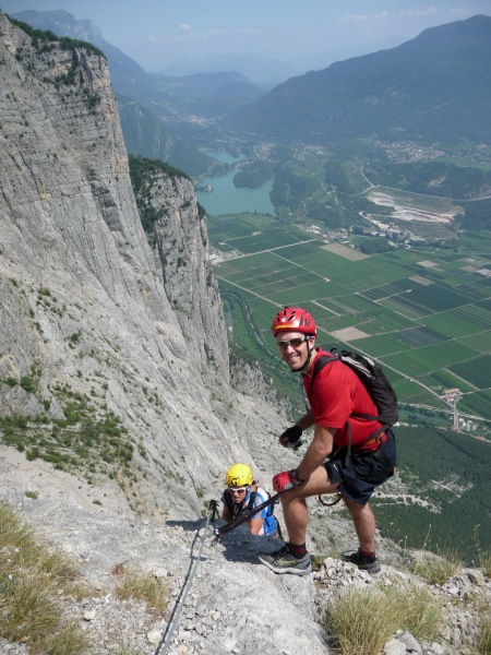 Chris at top of ladder (Lago di Garda, Italy)