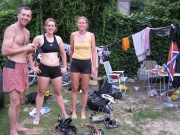 Chris, Emily, Frauke in the messy campsite (Lago di Garda, Italy)