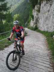 Cris on big climb (Lago di Garda, Italy)