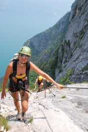 Frauke and Emily on the klettersteig 3 (Lago di Garda)