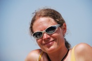 Frauke at top of klettersteig (Lago di Garda)