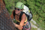 Frauke on klettersteig closeup (Lago di Garda)