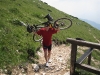 Chris carrying Frauke's bike (Lago di Garda, Italy)