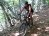 Frauke descending through forest (Lago di Garda, Italy)