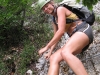 Frauke descending with steel rope (Lago di Garda, Italy)
