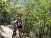 Frauke pushing her bike (Lago di Garda, Italy)