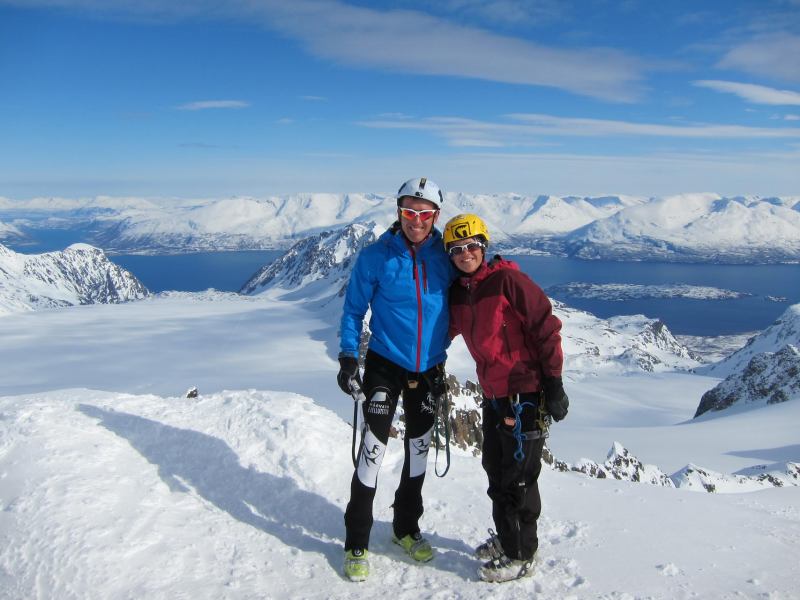 Chris and Em on the summit (Tafeltinden, Norway)