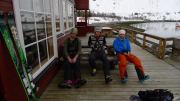 Cris, Hallvard, and Aly on the deck (Lyngen Alps, Norway)