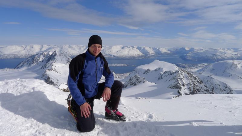 Cris on the summit 3 (Tafeltinden, Norway)