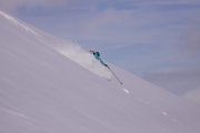 Emily about to make a turn (Rørnestinden, Norway)